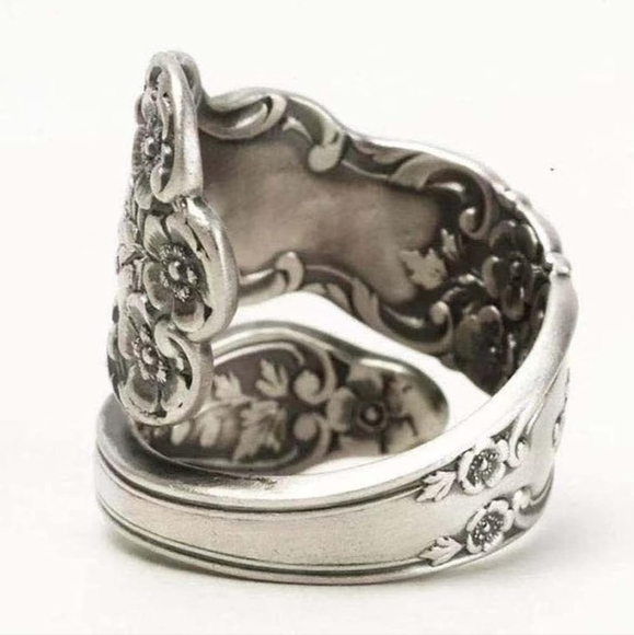 Unisex 925 Silver  Spoon Ring  Adjustable - Picture 4 of 7
